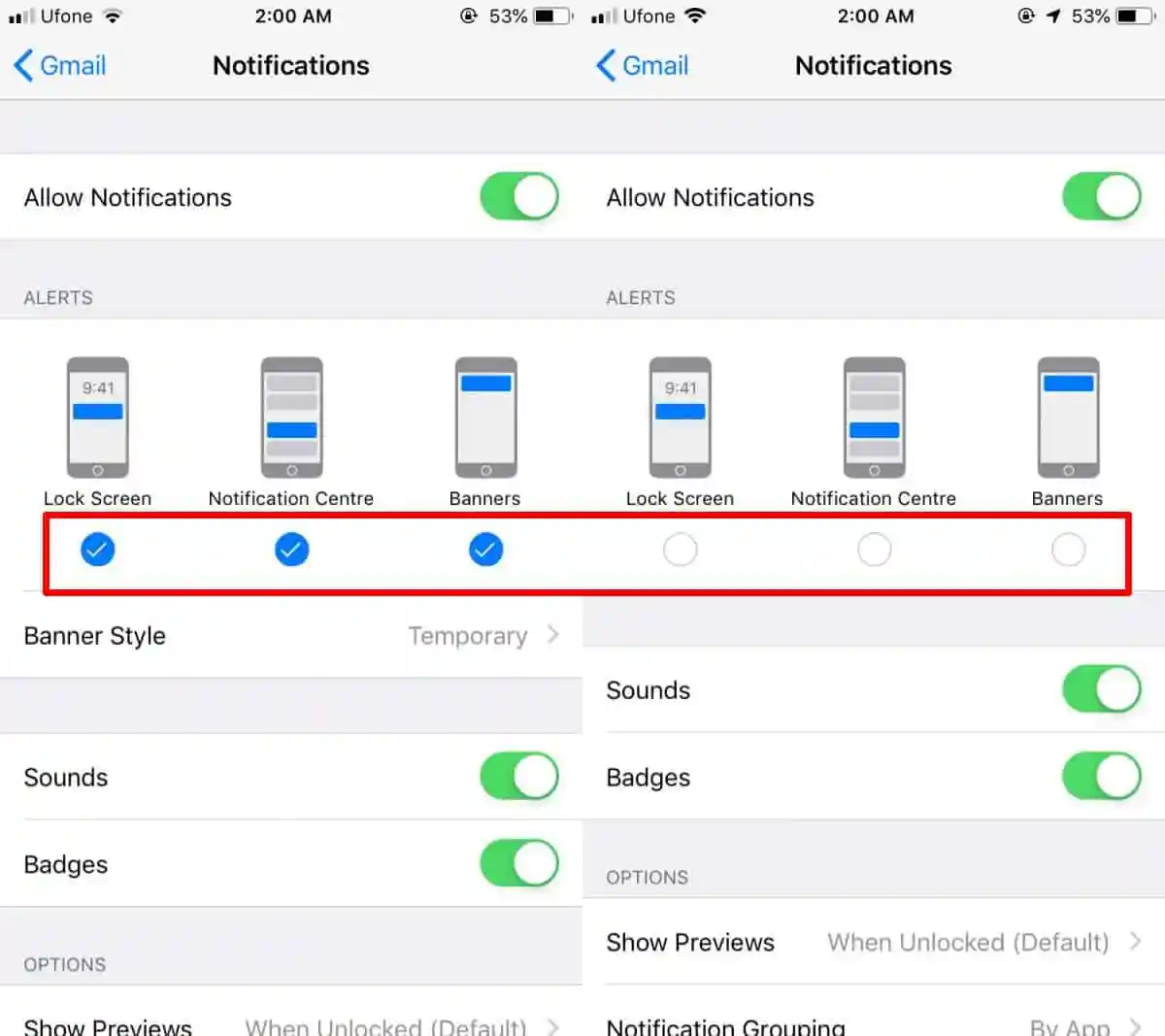Cronologia notifiche iPhone