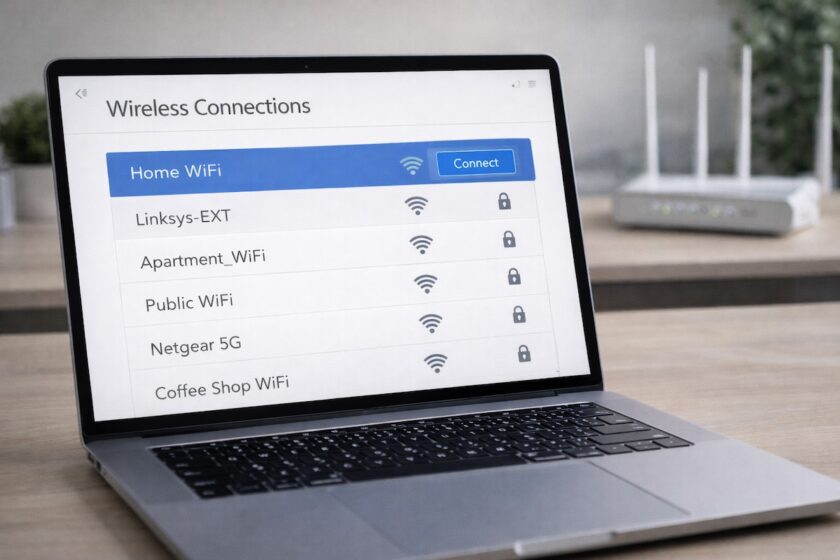 Ricerca reti wifi disponibili su computer portatile