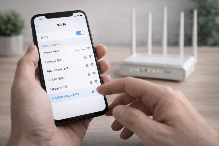 Ricerca reti wifi disponibili su smartphone con impostazioni Wi-Fi aperte