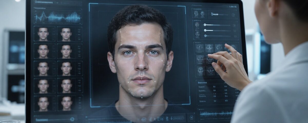 Software identikit online interfaccia intelligenza artificiale creazione volto