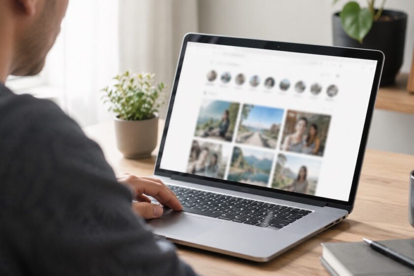 Persona che consulta un social da browser per il tema Instagram senza account