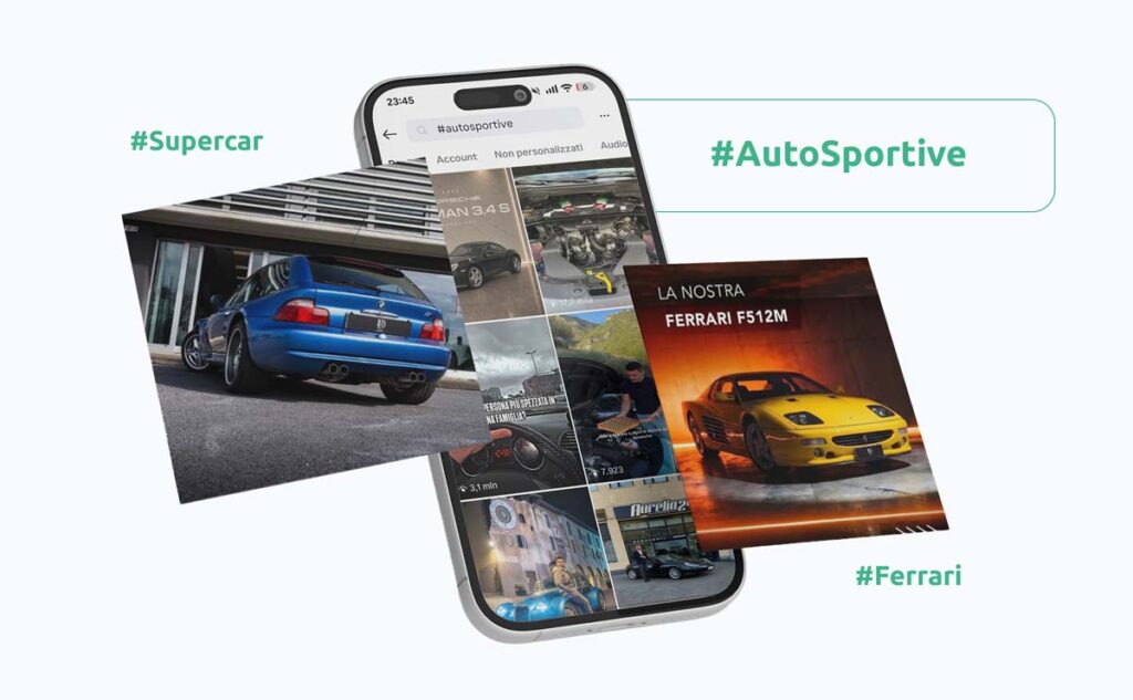 Mockup di esempio di hashtag su Instagram