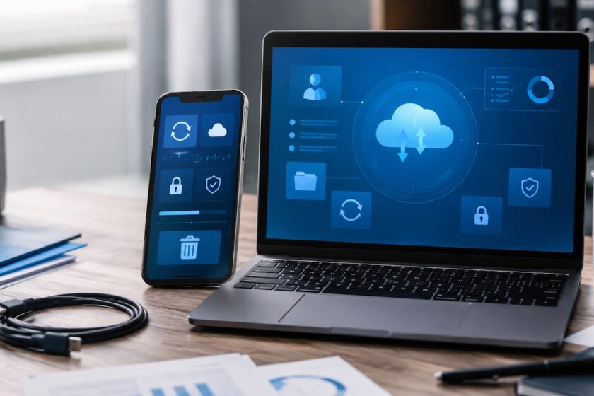 Smartphone e laptop usati per salvare i dati prima del ripristino