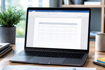 Tabella Word visualizzata sullo schermo di un laptop